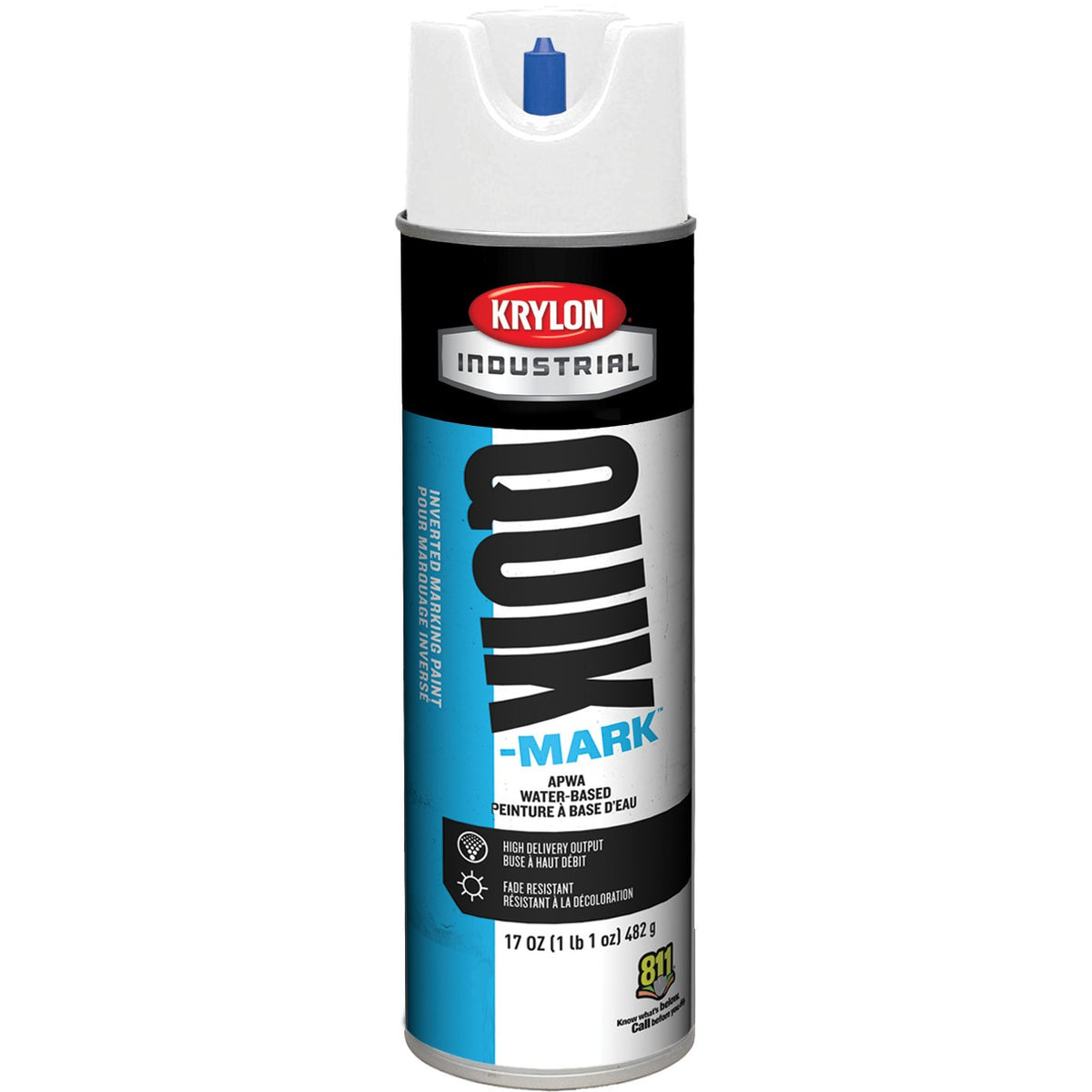 Krylon Industrial Quik-Mark Water-Based Inverted APWA Marking Paint (20 oz.) — Apwa Brilliant White/Blanc Brillant Apwa — 567 g 482 g