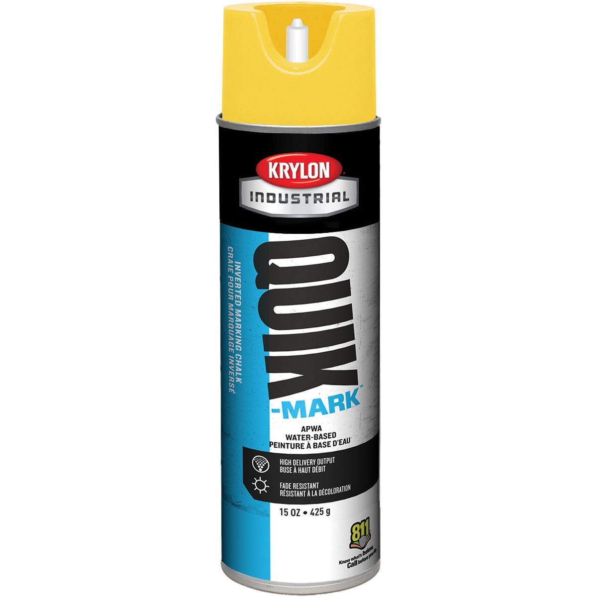 Krylon Industrial Quik-Mark Water-Based Inverted Marking Chalk (20 oz.) — Apwa Yellow/Jaune Apwa — 567 g 425 g