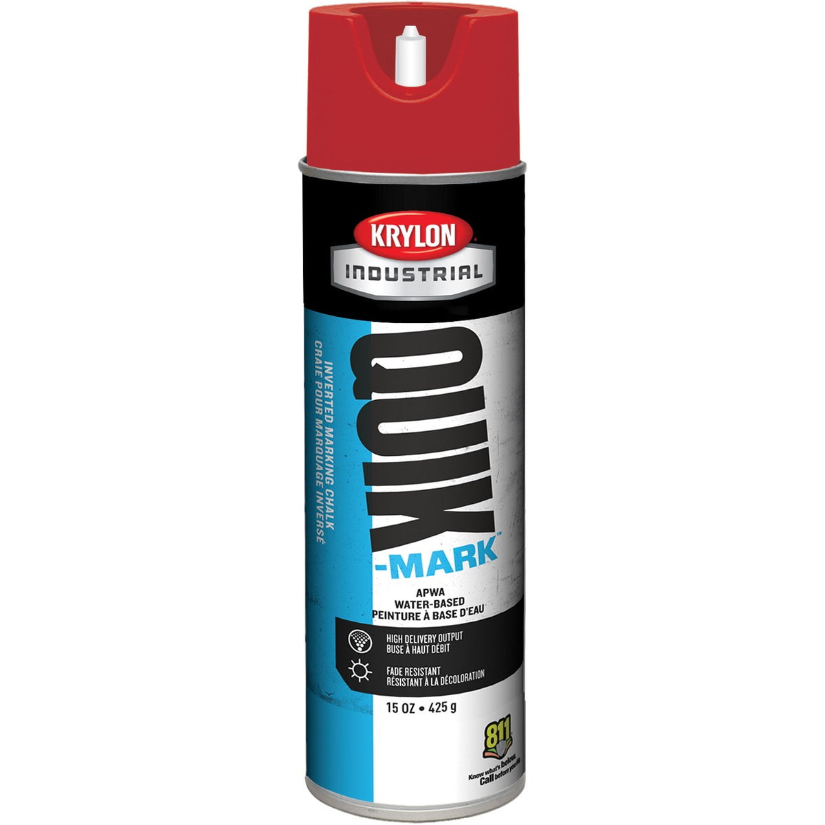Krylon Industrial Quik-Mark Water-Based Inverted Marking Chalk (20 oz.) — Apwa Red/Rouge Apwa — 567 g 425 g