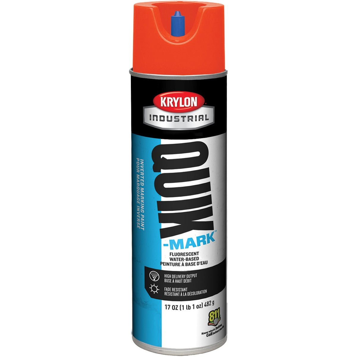Krylon Industrial Quik-Mark Water-Based Inverted Fluorescent Marking Paint (20 oz.) — Fluorescent Safety Red/Rouge Sécurité Fluorescent — 567 g 482 g