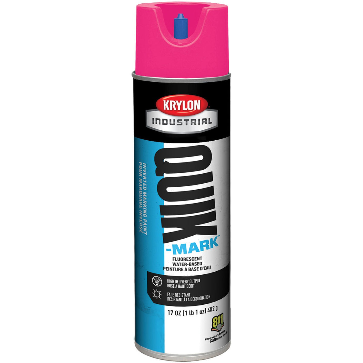 Krylon Industrial Quik-Mark Water-Based Inverted Fluorescent Marking Paint (20 oz.) — Fluorescent Pink/Rose Fluorescent — 567 g 482 g