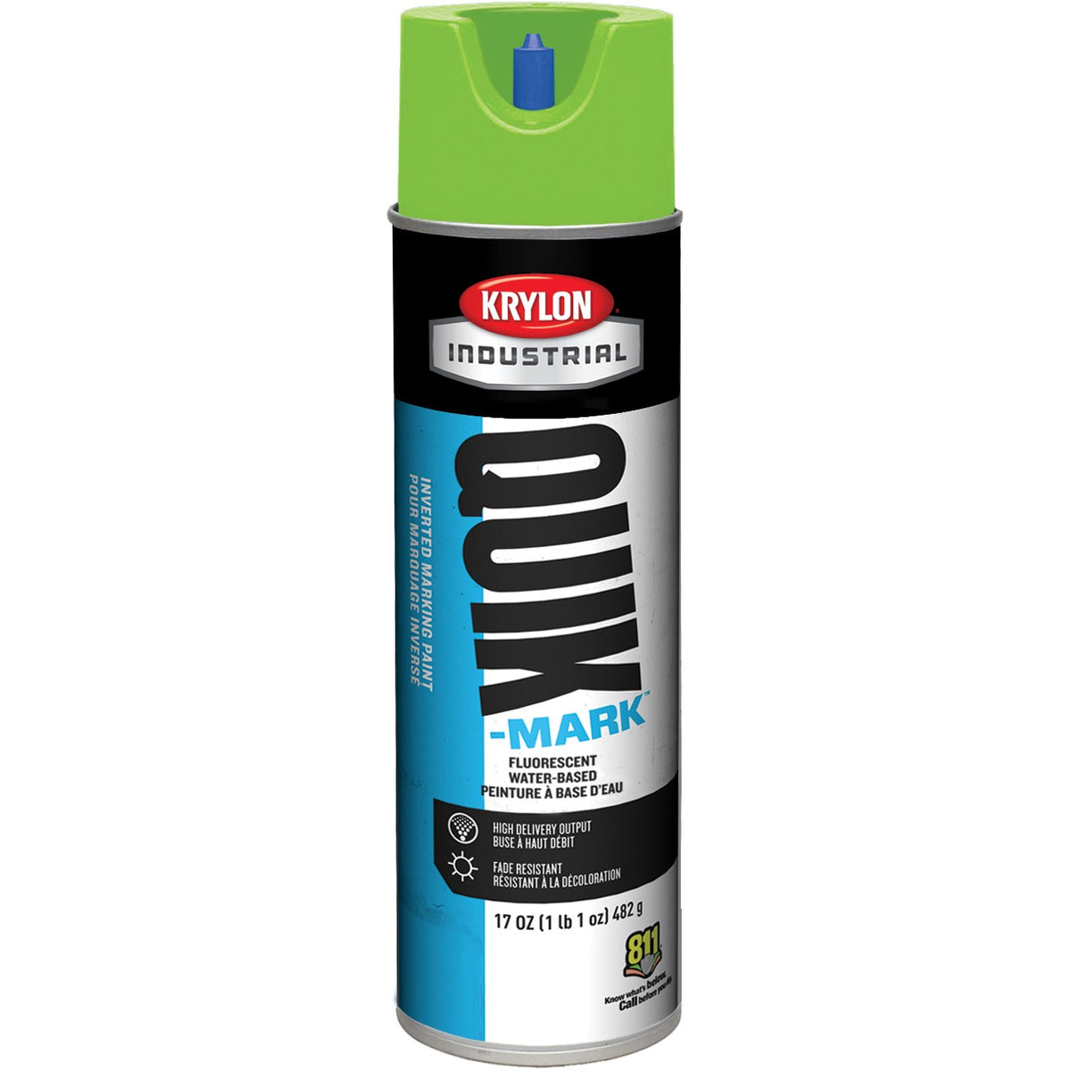 Krylon Industrial Quik-Mark Water-Based Inverted Fluorescent Marking Paint (20 oz.) — Fluorescent Safety Green/Vert Sécurité Fluorescent — 567 g 482 g