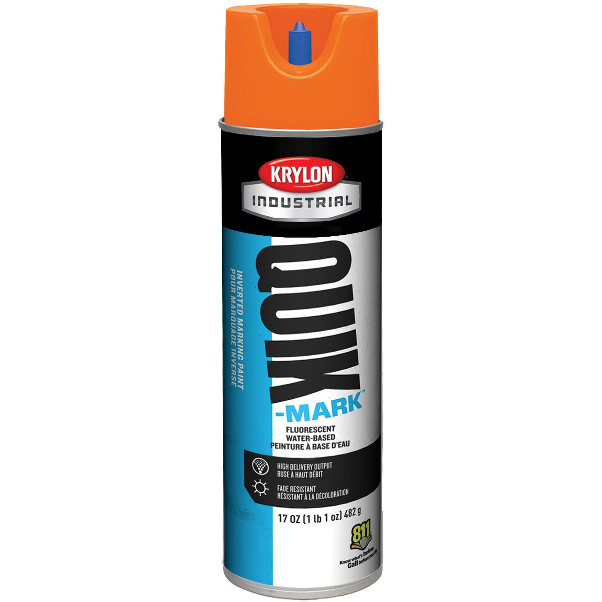 Krylon Industrial Quik-Mark Water-Based Inverted Fluorescent Marking Paint (20 oz.) — Fluorescent Orange/Orange Fluorescent — 567 g 482 g