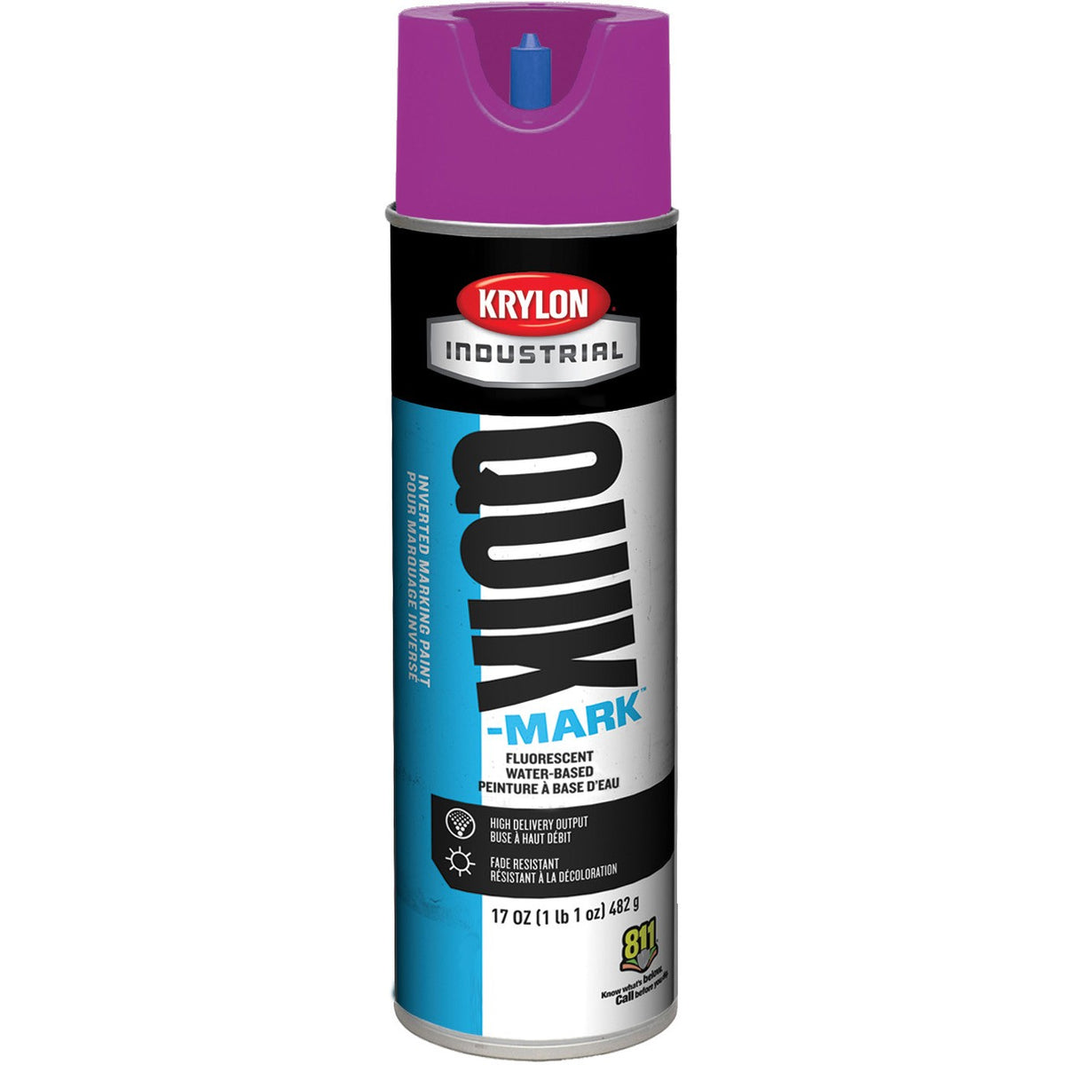 Krylon Industrial Quik-Mark Water-Based Inverted Fluorescent Marking Paint (20 oz.) — Fluorescent Purple/Mauve Fluorescent — 567 g 482 g