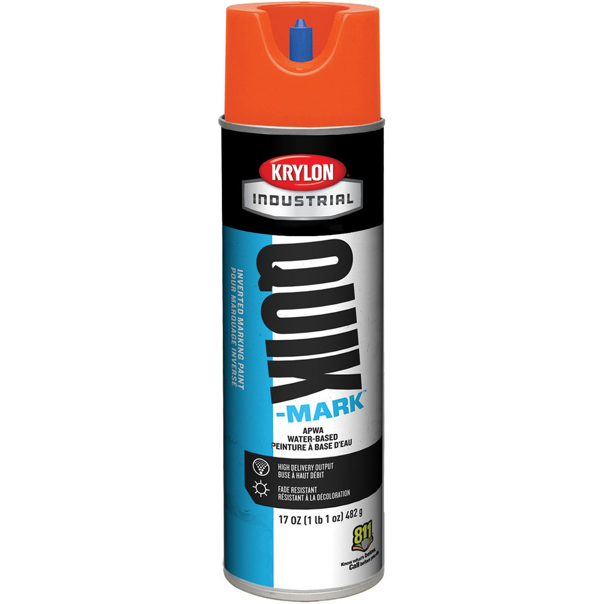 Krylon Industrial Quik-Mark Water-Based Inverted APWA Marking Paint (20 oz.) — Apwa Orange/Orange Apwa — 567 g 482 g