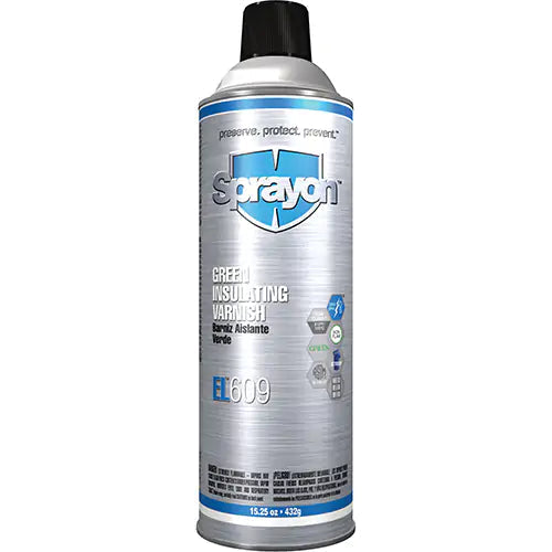 Sprayon Electrical Insulating Varnish — El609 Green Insulating Varnish — 432 g aerosol — SC0609000