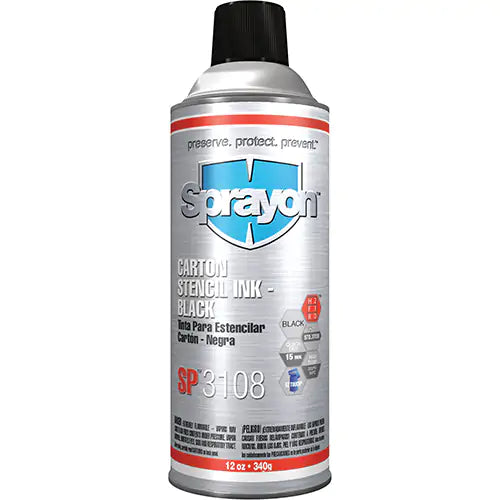 Sprayon Carton Stencil Ink — Sp3108 Carton Stencil Ink Black — 340 g aerosol — SC3108000