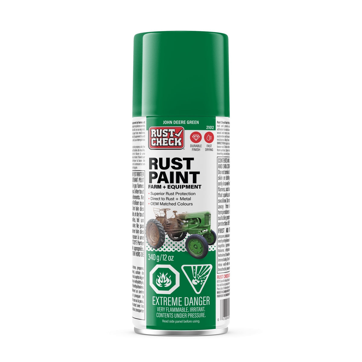 Rust Check Farm & Implement Paint Aerosol — 340 g — John Deere Green