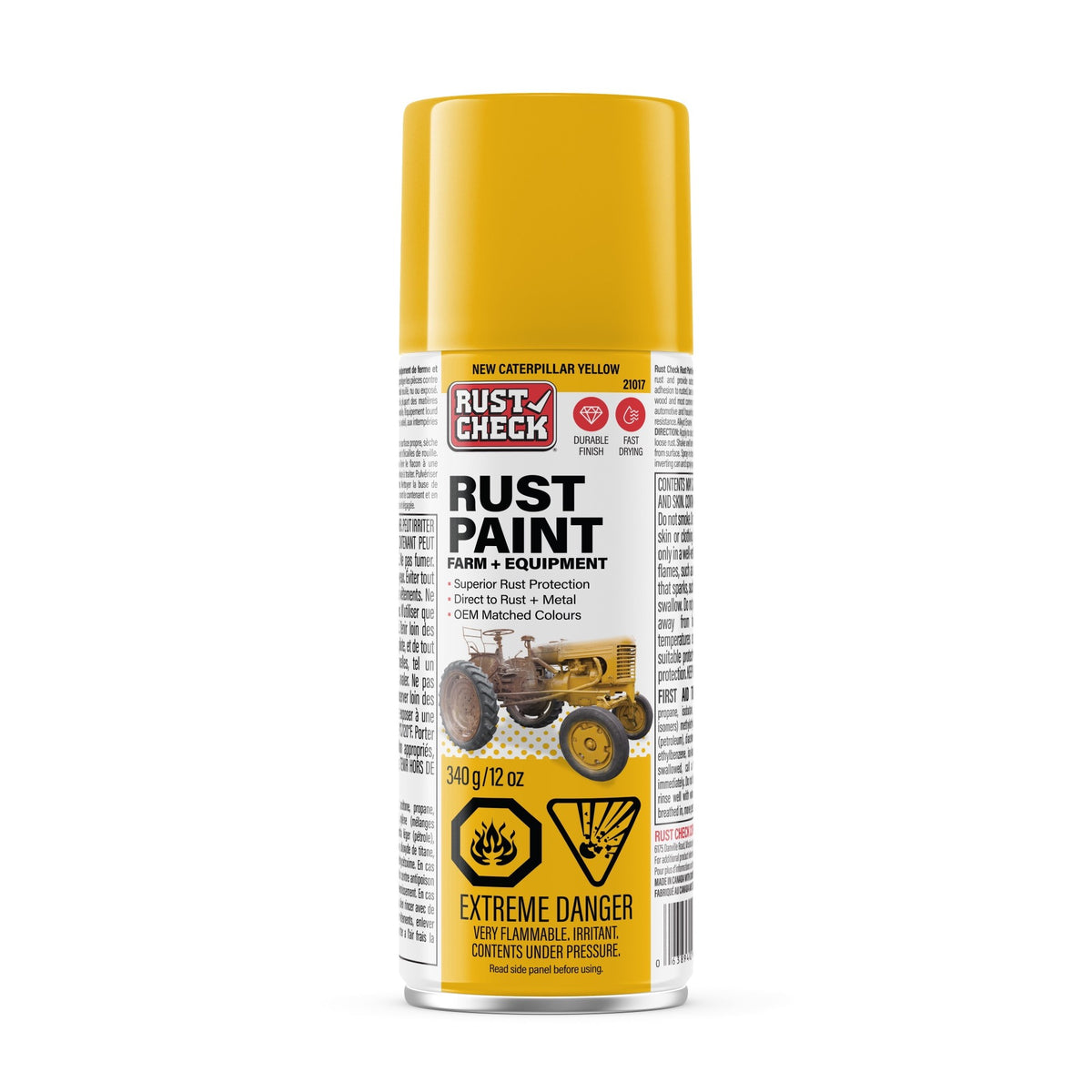 Rust Check Farm & Implement Paint Aerosol — 340 g — New Caterpillar Yellow