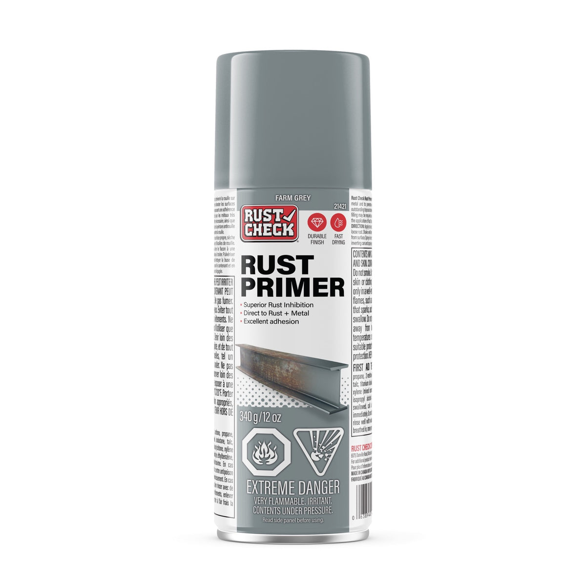 Rust Check Rust Paint Primer Aerosol — 340 g — Grey