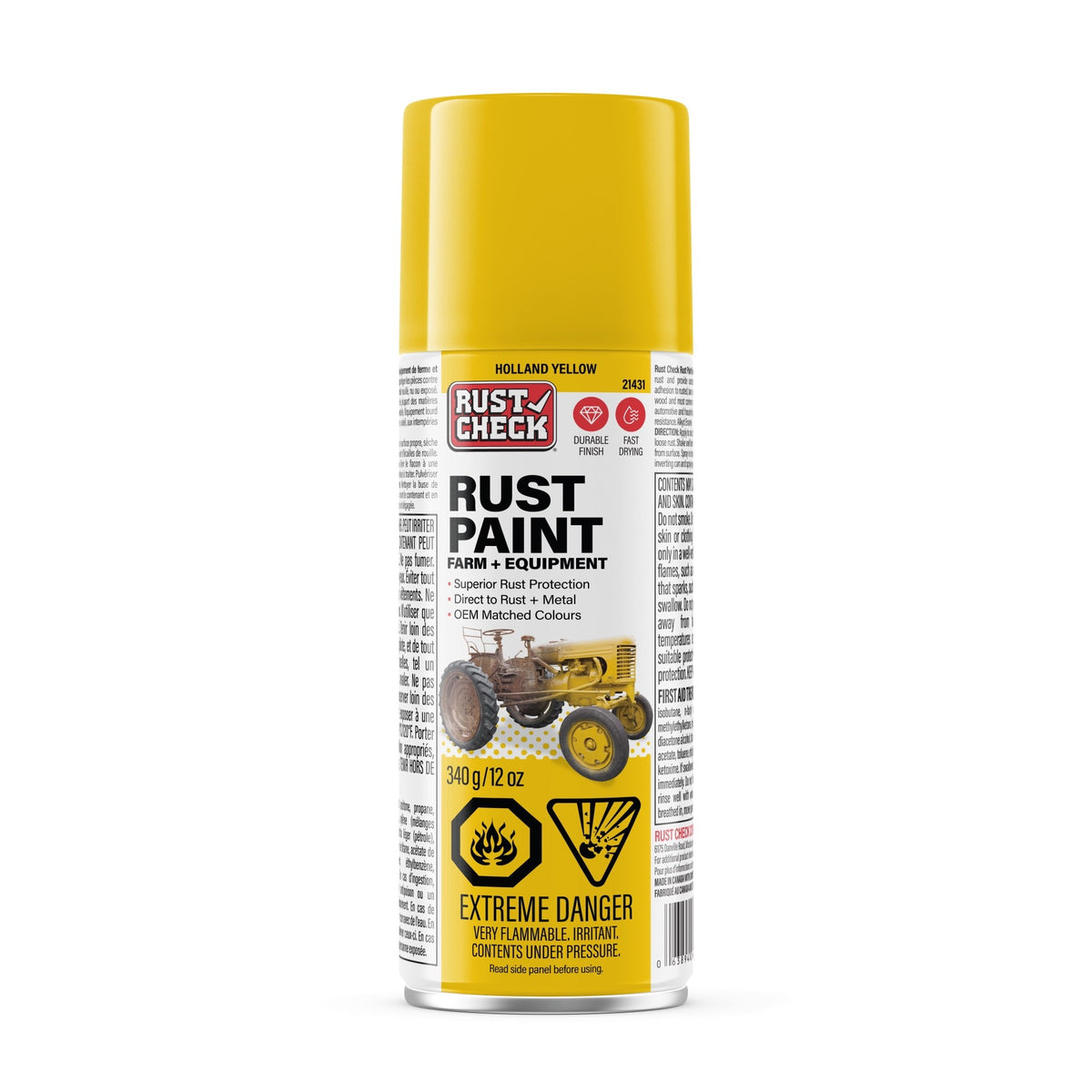 Rust Check Farm & Implement Paint Aerosol — 340 g — New Holland Yellow